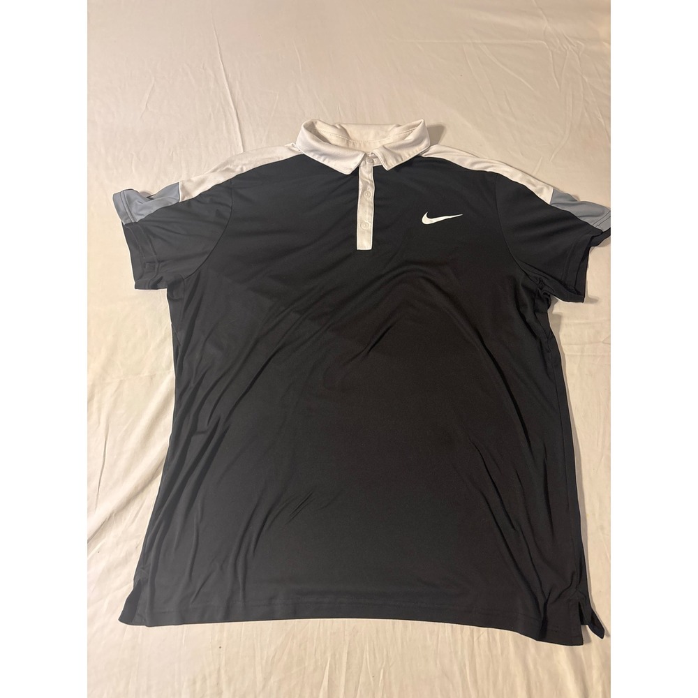 Nike Dri-FIT Polo Shirtβ Mens XL Black White Short Sleeve Golf Top
